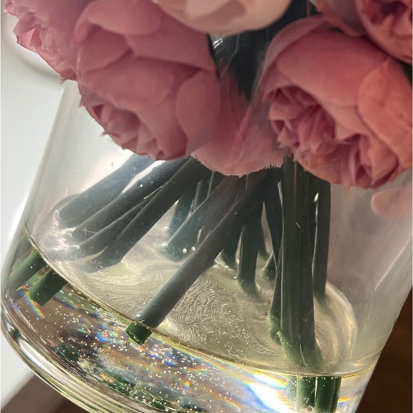 Multi-Color Small Bulb Finest Peonies Medium Arrangement In Glass Vase - Picture 3 of 3